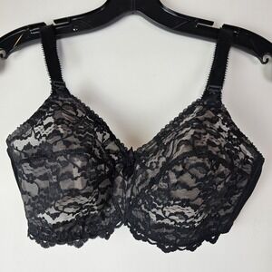 Vintage Bali Bow Bullet‎ Black Lace Sheer Retro Lace 34C Pin Up